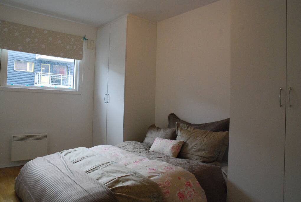 The apartment has one fairly big bedroom. There is place for mattresses or baby bed if a family wants all to be in the same room.