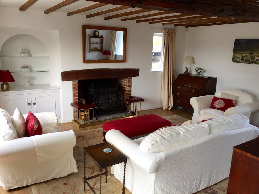 Sitting room with open fireplace