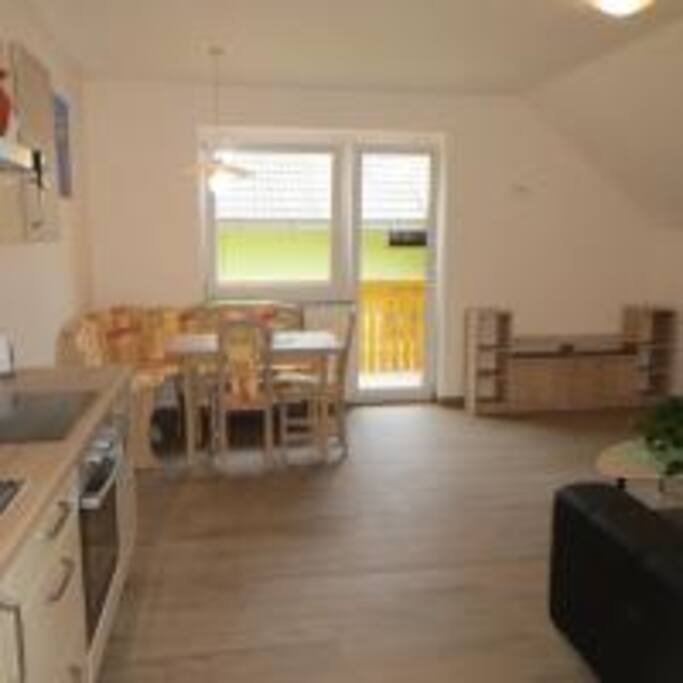 kitchen with living room