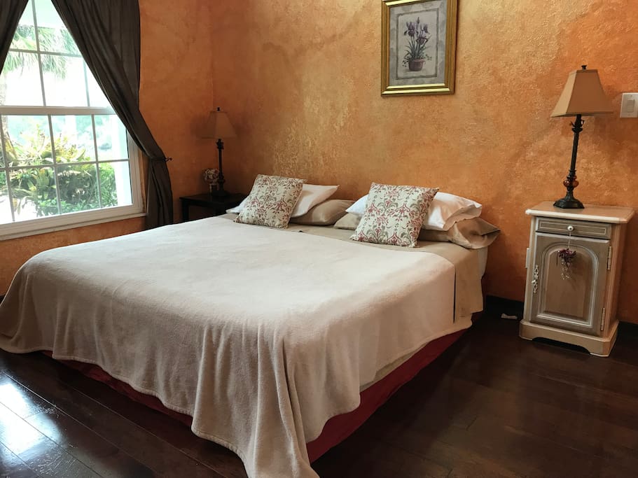 A comfortable king size bed