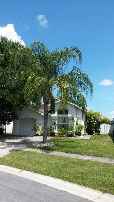 This is the front view of the house. We are located in a peaceful and safe neighborhood. There is room on the driveway to park two cars. I have only one car so you can park your car next to mine.