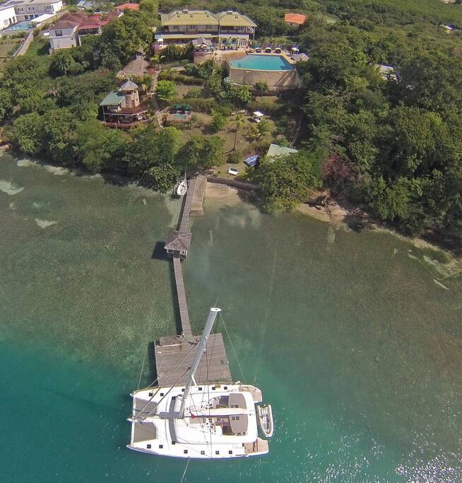 Aerial view including Dock and bayside