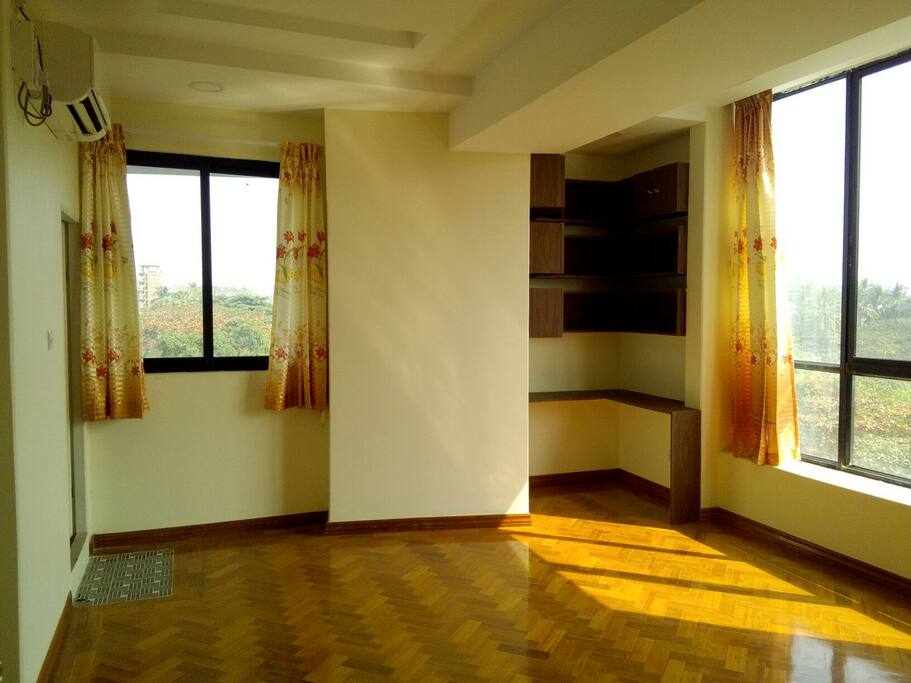 This is the bedroom - it has a double mattress, great view and can have storage if required