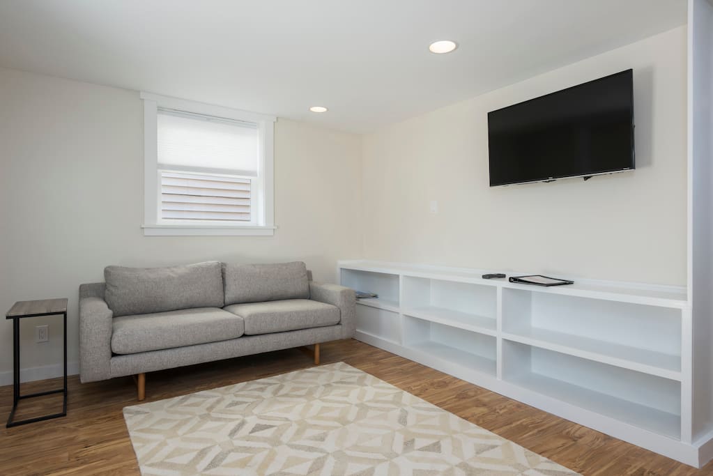 Comfy sofa and TV area