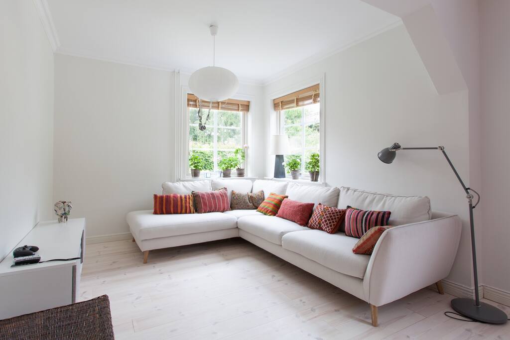 Spacious living room with sofa