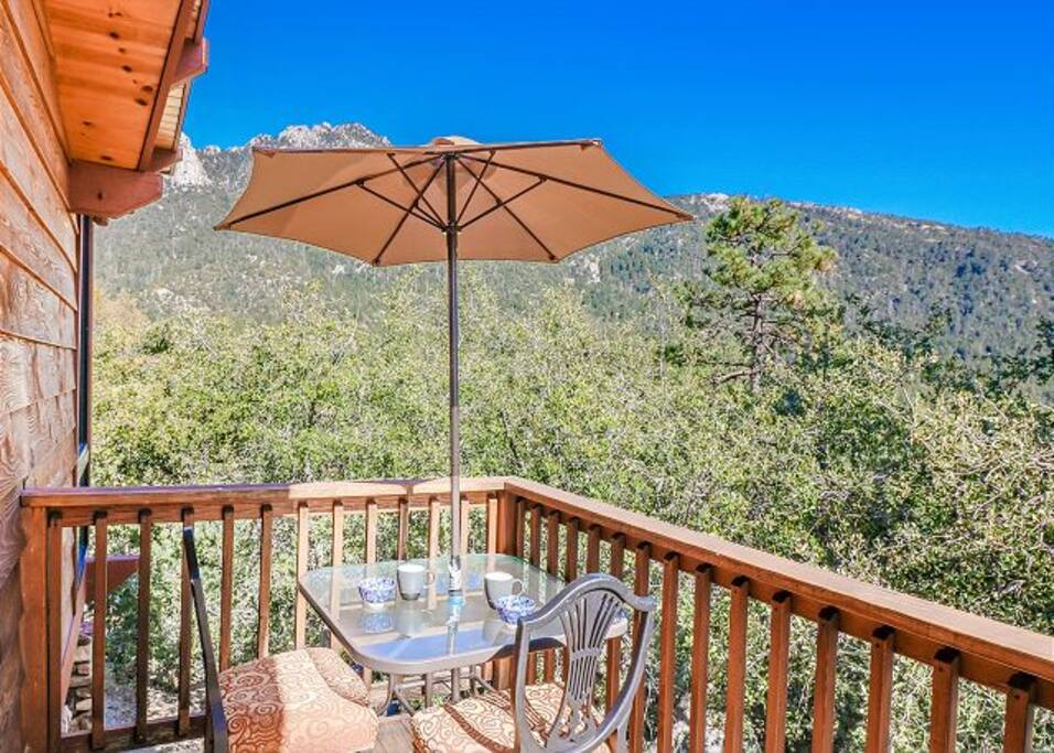 Beautiful mountain views from deck of the home.