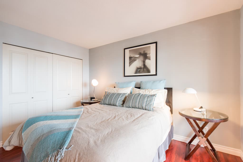A calming bedroom to relax at the end of the day.