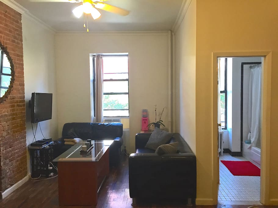 Living room + bathroom