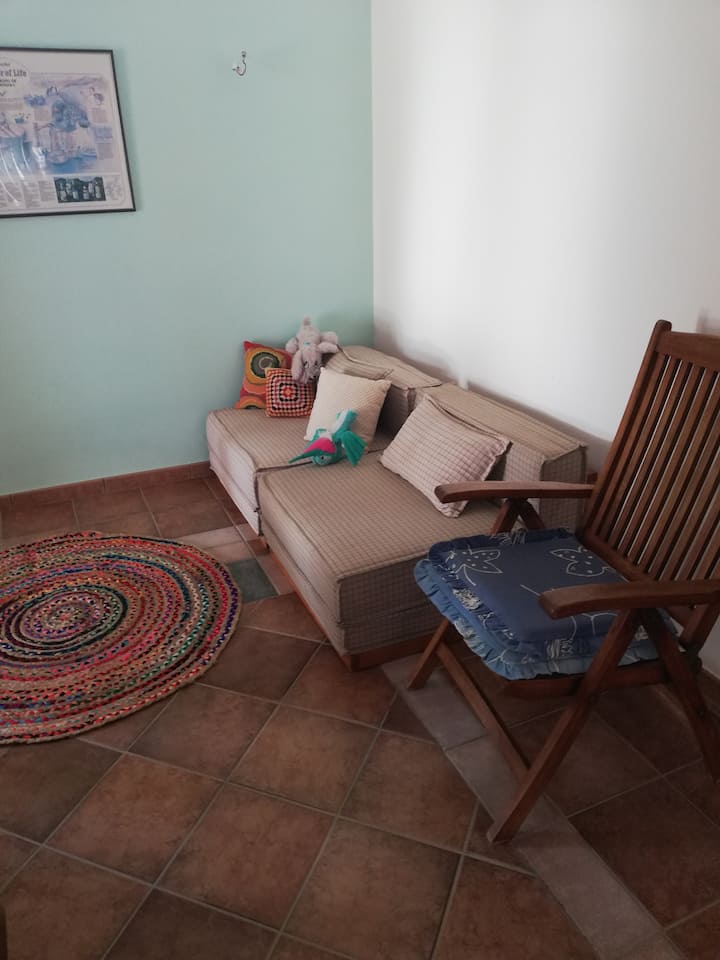 הסלון עם הספות המוצעות למיטה