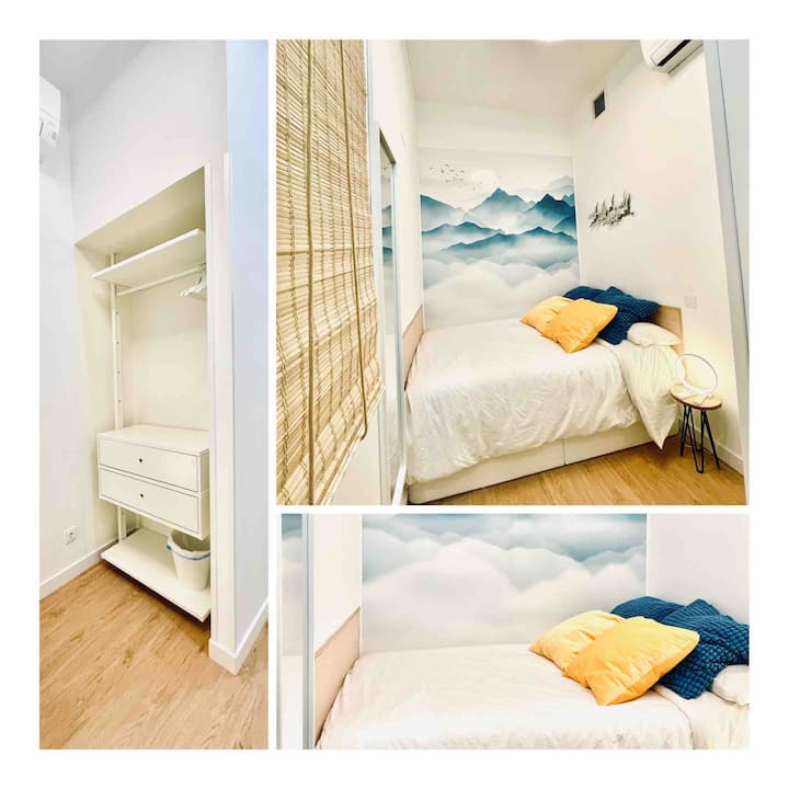 Навигация/спалня 2: спокойна и спокойна около тази светлосиня/жълта стая