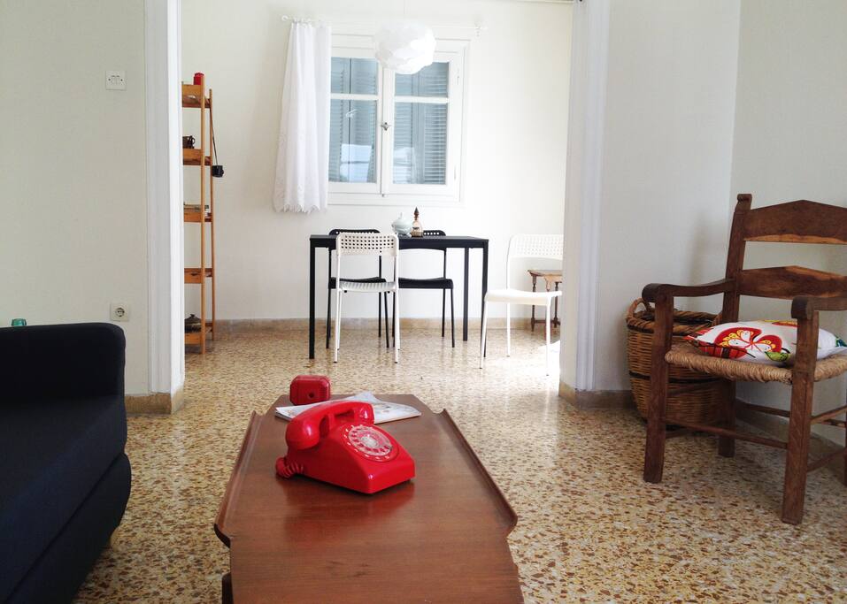 The flat is a combination of vintage and modern.