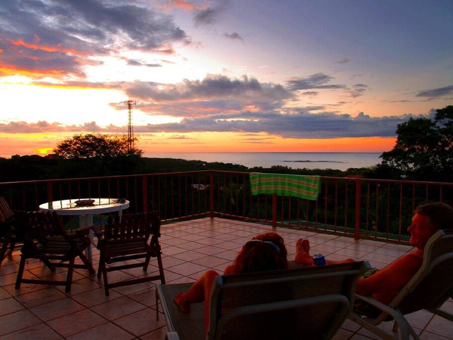 Sunset from the shared observation deck at Casa Bambora