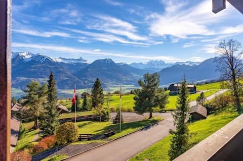 Top View near Lucerne & Mountains