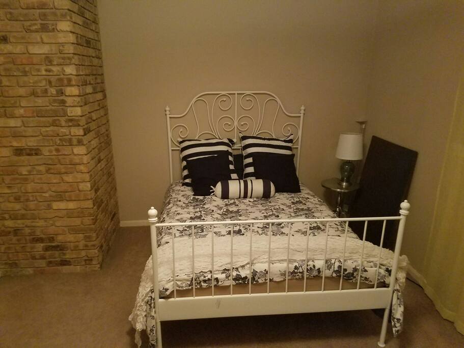 This bedroom features a firm full bed. Optional twin bed addition. Suitable for 3 adults.