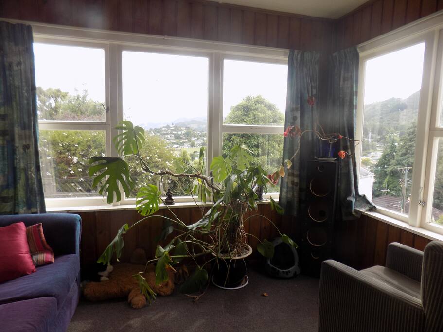 The sun-room is a great place to relax with a beverage.