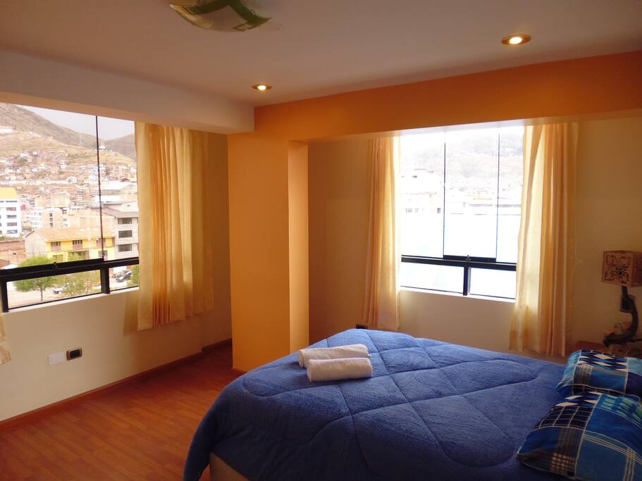 vista de la cama hacia el parque