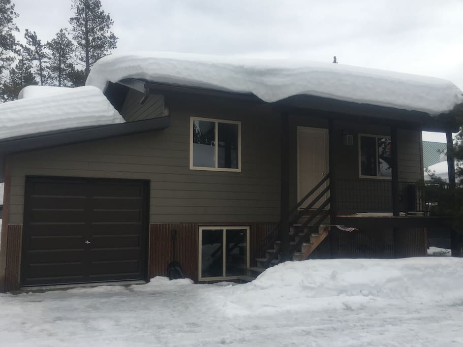 Outside of the house in the winter