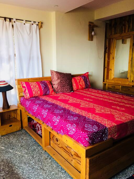 King size double-bed curated from upcycled wood