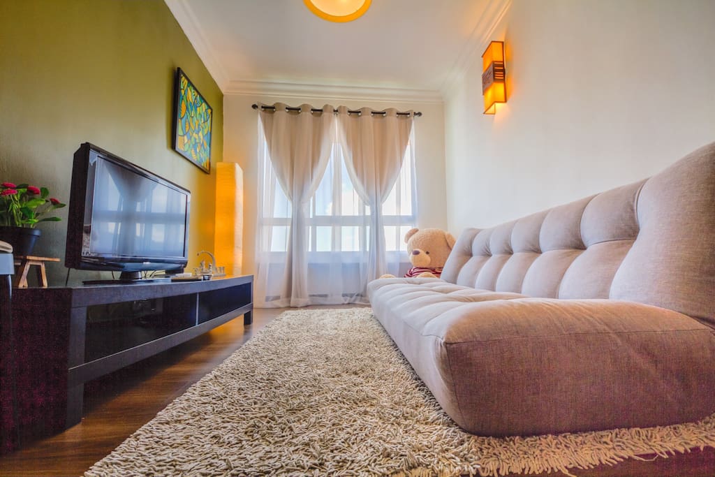 Living room: sofa bed, flat screen plasma TV, IPTV with thousand of channel and Astro.