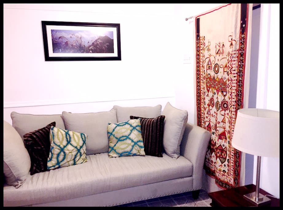 Great sofa and I added a foot stool so u can be on your laptop while feet are up :)