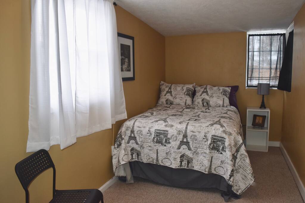 2nd Paris Room, with a full bed. This smaller room is a connecting room with the other Paris room.
