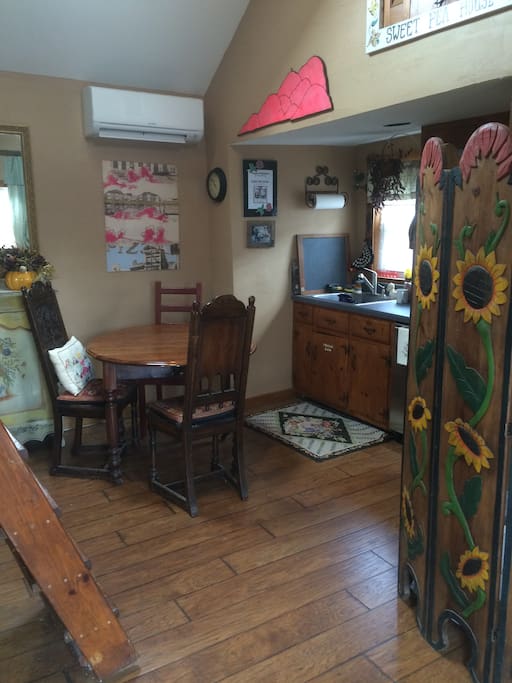 Kitchen W/refrigerator freezer, Keurig coffee pot, microwave