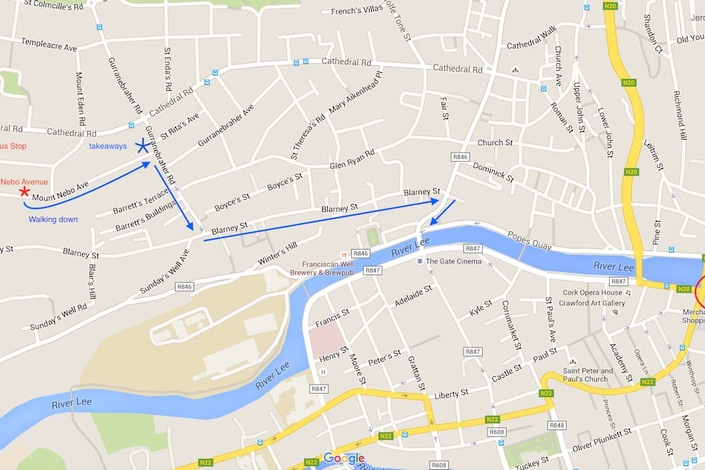 map for bus and walking