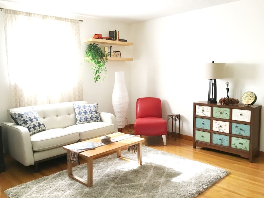 Living room- Get cozy as you plan your Louisville adventure