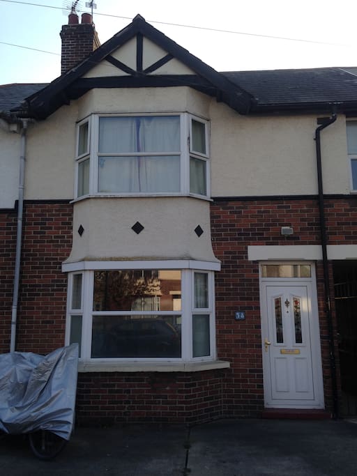 The front of the house with off-street parking for 1 car