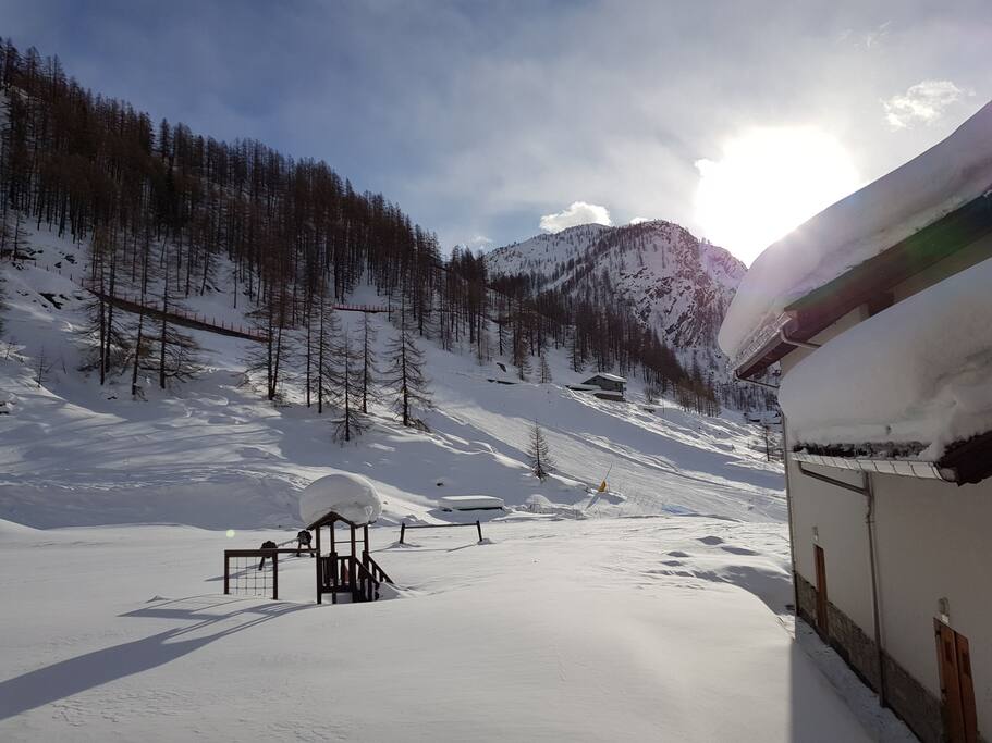 Snowy view from the balcony