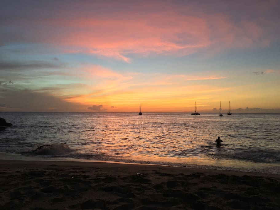 Enjoy beautiful sunsets at Mt. Irvine beach, a few minutes drive away.