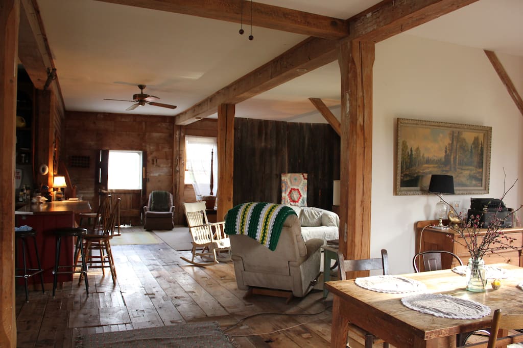 At the top of the stairs, this is a broad first view when you walk in.