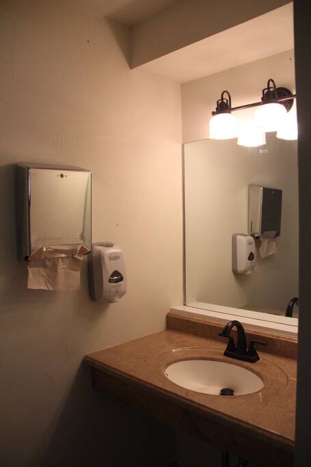 1/2 bathroom inside your cabin. Showers and more toilets in the washroom, just steps away from the cabin.