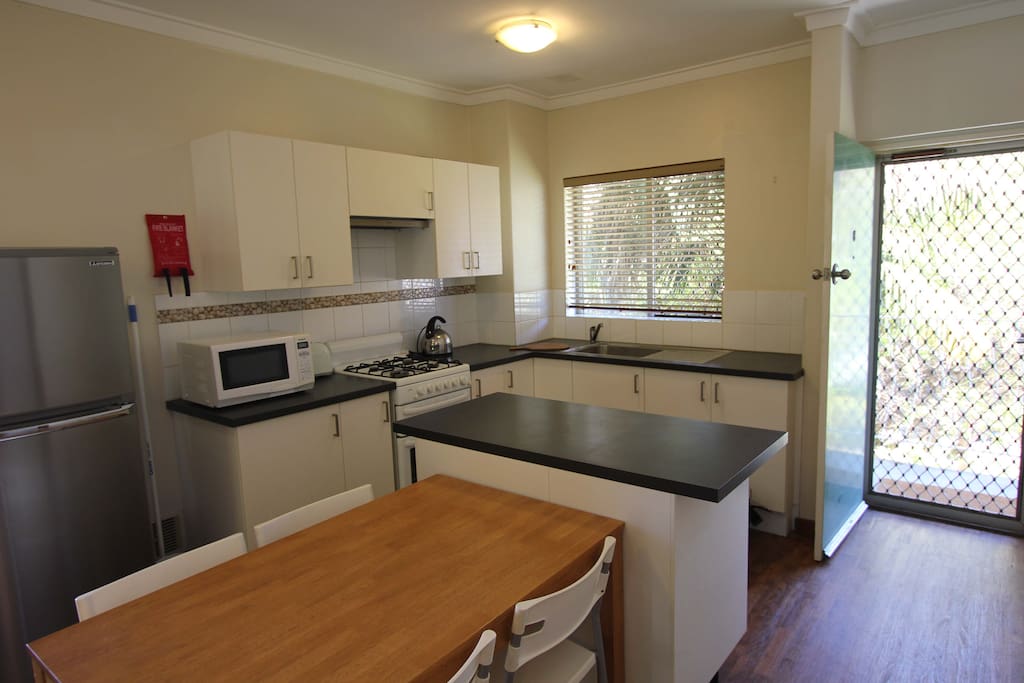 Kitchen and dining table.