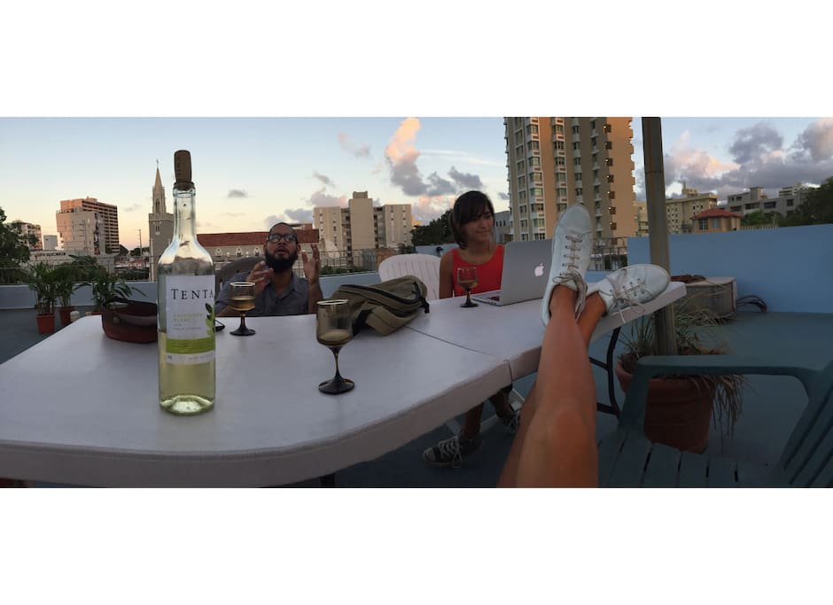 Enjoy a beautiful sunset with a glass of wine and good company in our rooftop terrace.