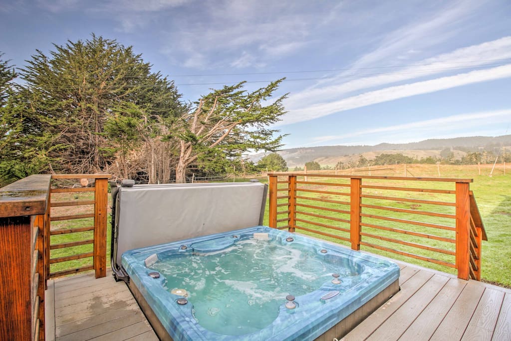 Spend evenings under the stars in your private hot tub.