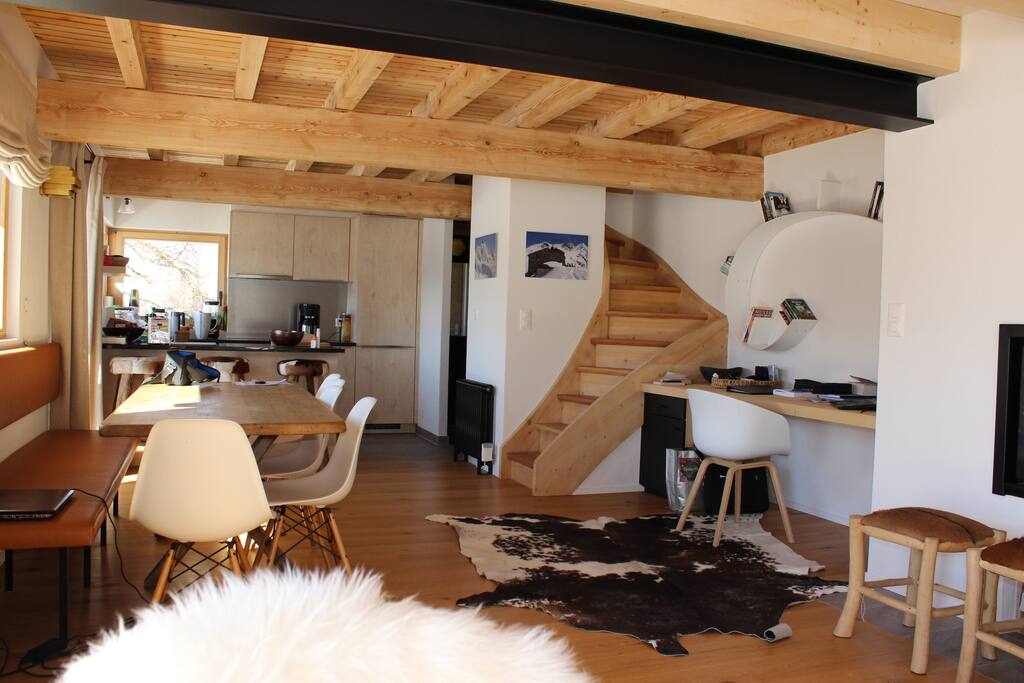 Modern, yet cosy interior for feeling at home when it is freezing outside..