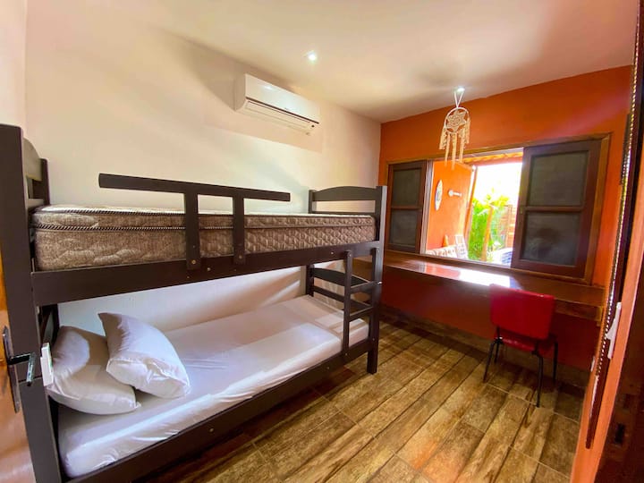 1st Room with bunk bed, air-conditioning, workspace. 