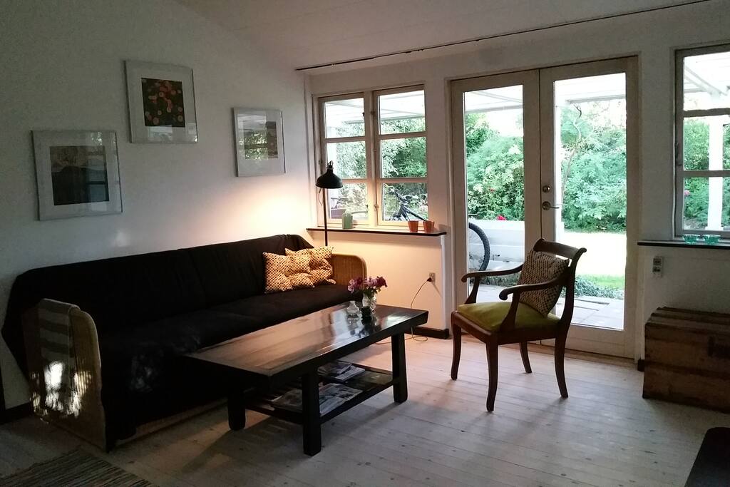 SleepingCouch with a posibility of two more beds. Newly renovated soft soaptreated floor.