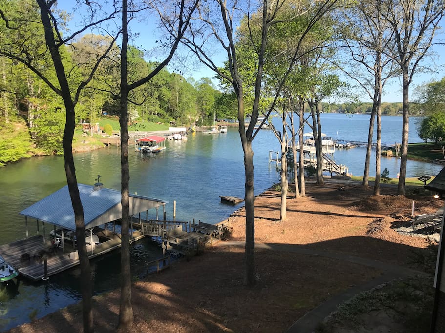 Enjoy this view from the screened porch of this large one-bedroom waterfront guest house overlooking beautiful Lake Norman.