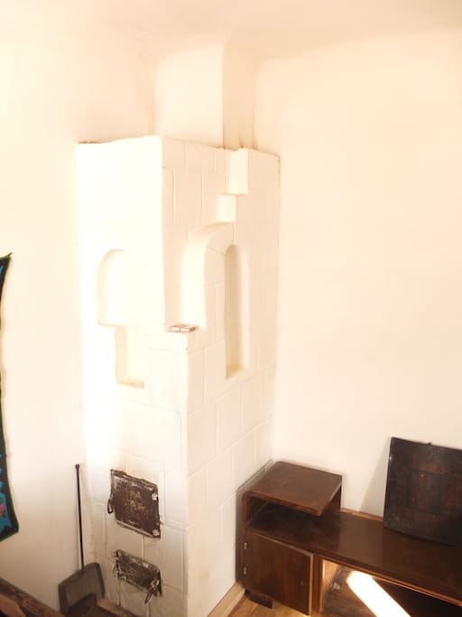 The wood stove in the Good Room