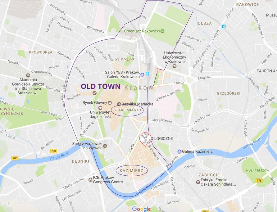 Map view of the OH DEER Apartments location / lokalizacja na mapie