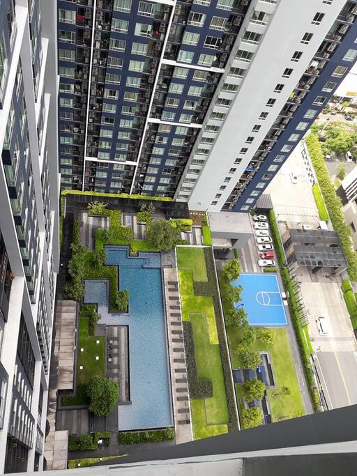 Beautiful pool view from the corridor.