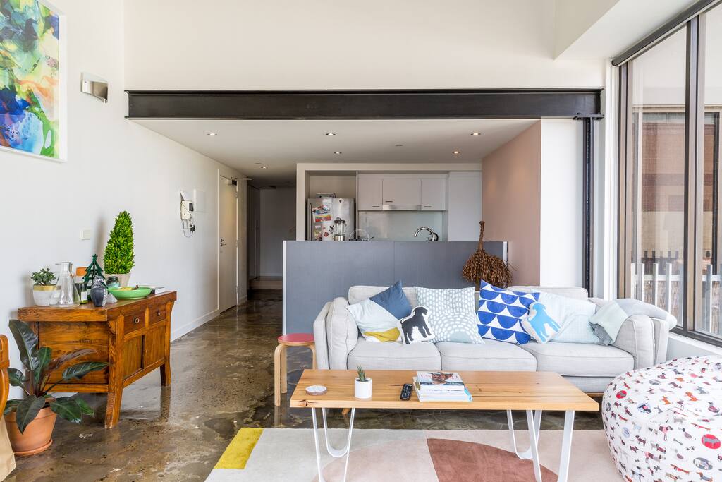 Open plan lounge and kitchen