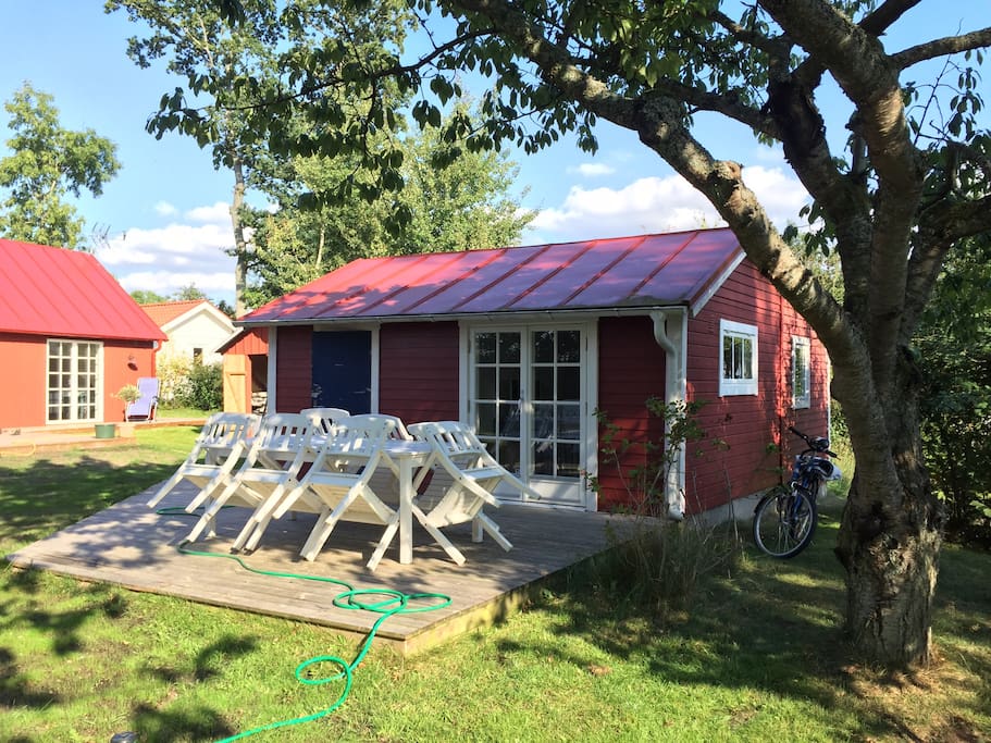 A nice set of garden furniture are available during the spring, summer and autumn.