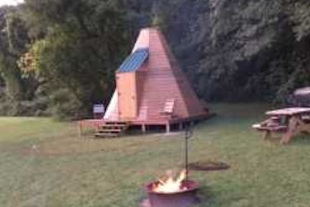You have your own picnic table and fire ring to cook at!