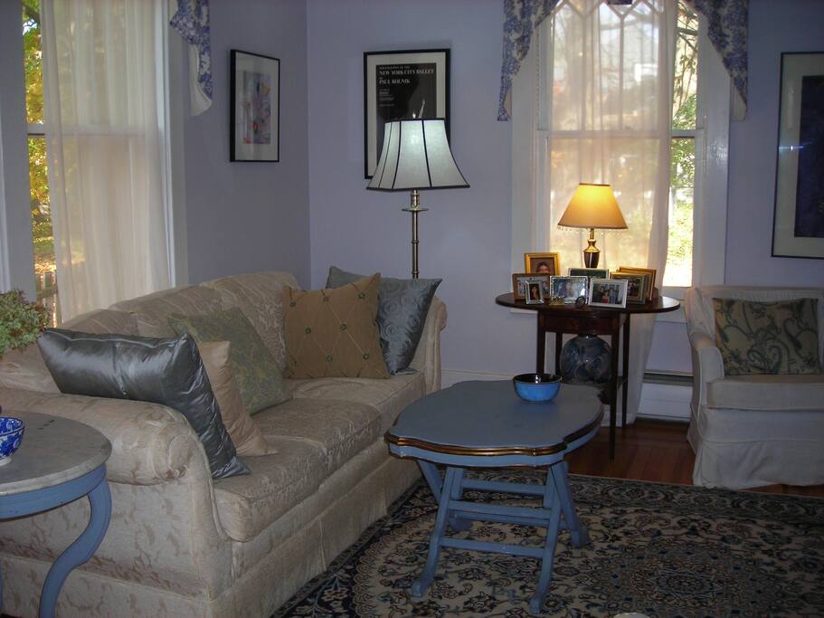 Family room with cable TV and stereo system.