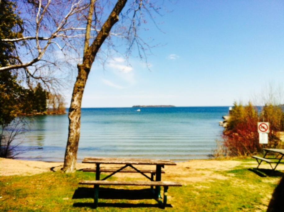 The beach of Lake Simcoe. a walking distance
