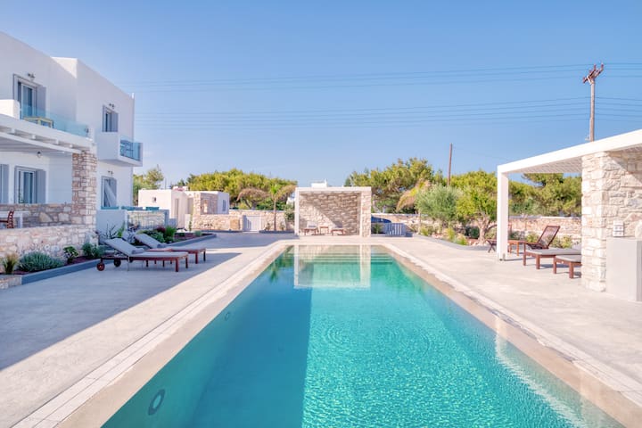 Villa Maya, Ampelas Paros, with salt water pool.