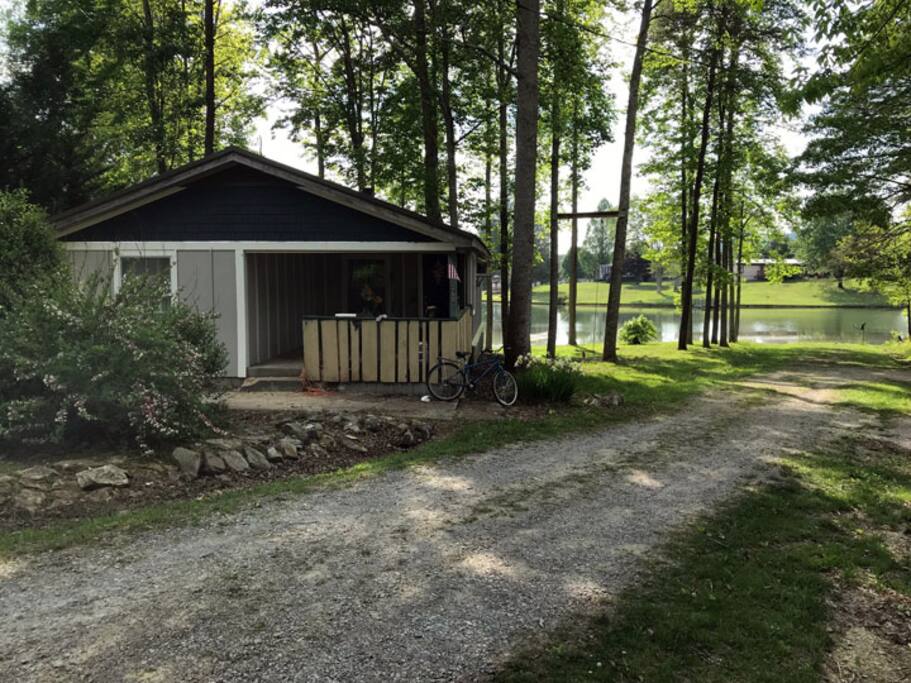 View driving in; Covered Porch